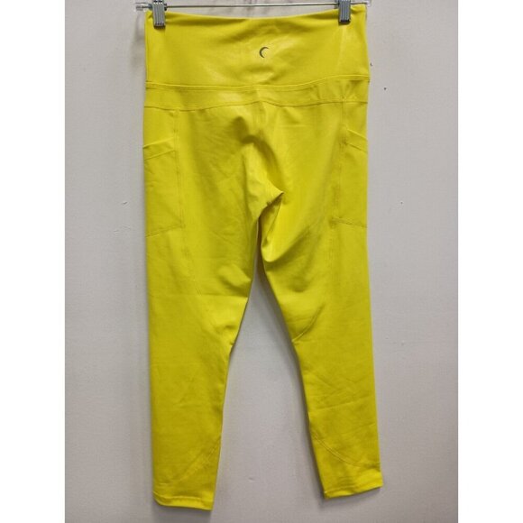 Zyia Active Womens Light N Tight Leggings Size 6-8 Neon Yellow Metallic Hi-Rise - Picture 7 of 9